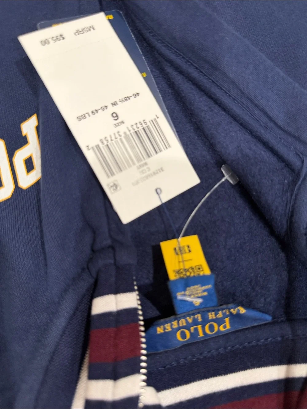 Ralph Lauren Navy Girls Long Sleeve Jumpsuit with Stripe Trim